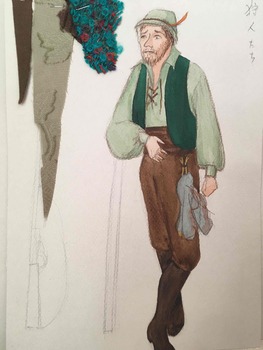 オペラ ラ・チェッキーナ「よい娘」 衣裳デザイン画11(狩人たち)